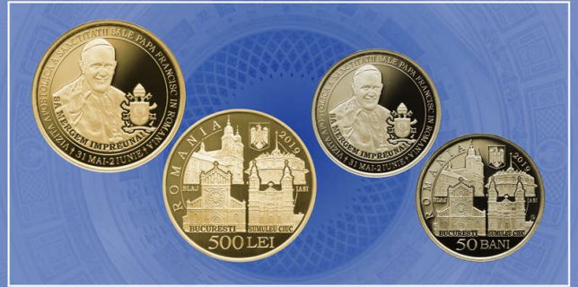 BNR lansează joi o monedă cu tema Vizita Apostolică a Sanctităţii Sale Papa Francisc în România