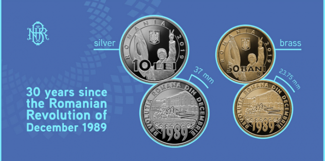 BNR lansează în circulaţie o monedă din alamă cu tema 30 de ani de la Revoluţia Română din Decembrie 1989