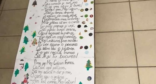 Buzău – Elevii unei şcoli gimnaziale au realizat o scrisoare de 34 de metri adresată lui Moş Crăciun