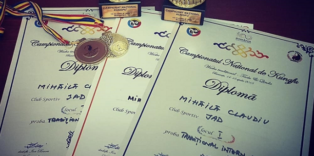 Claudiu Mihăilă a câștigat 2 medalii de AUR pentru România la Campionatul Național de KUNG FU din București-1