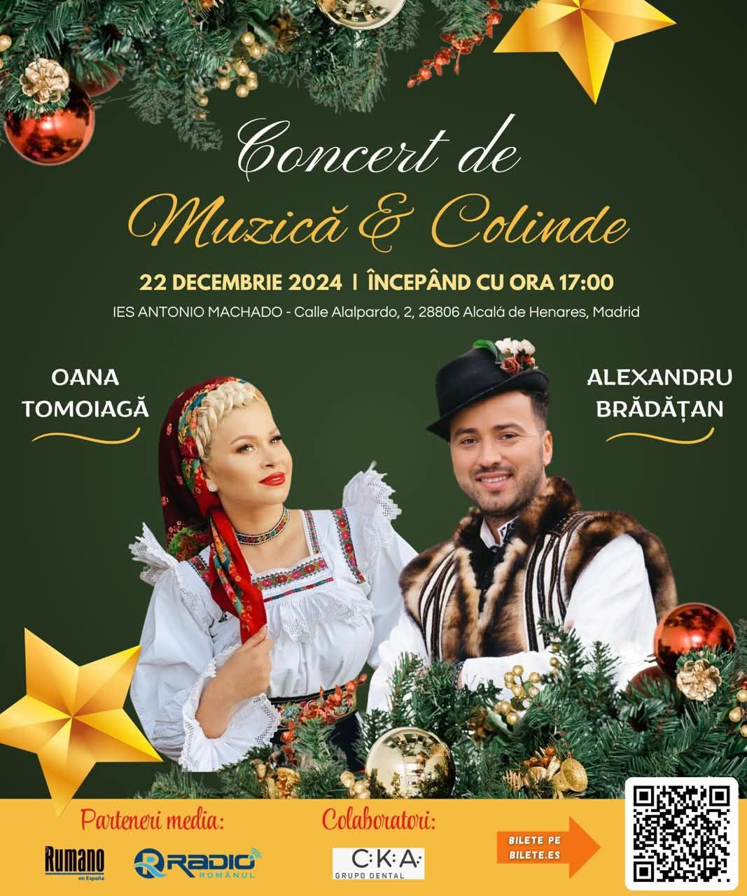 Concert extraordinar de muzică și colinde cu Alexandru Brădățan și Oana Tomoiagă