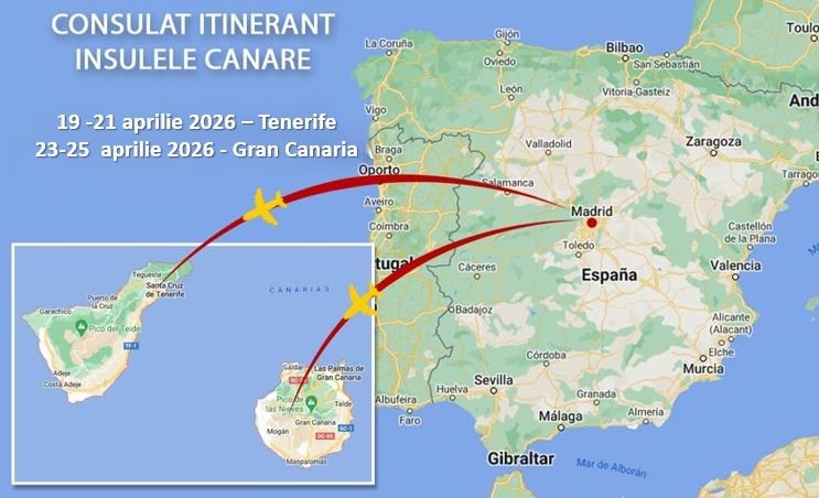 Consulat itinerant în Insulele Canare – aprilie 2026