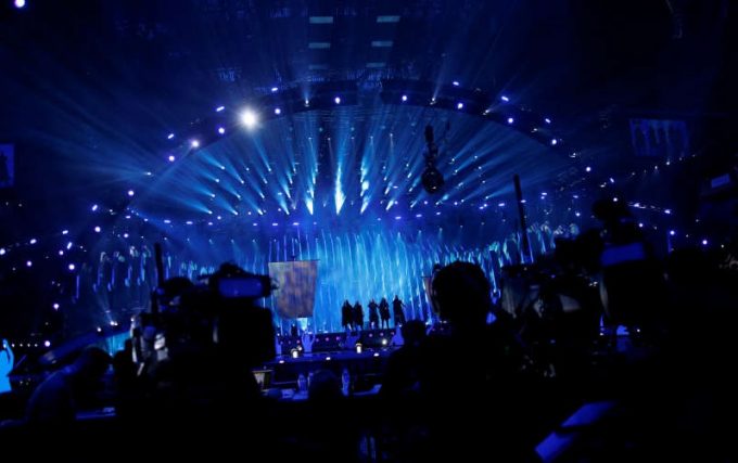 General view of Altice Arena hall while Denmark’s Rasmussen performs during a rehearsal for Eurovision Song Contest 2018 in Lisbon