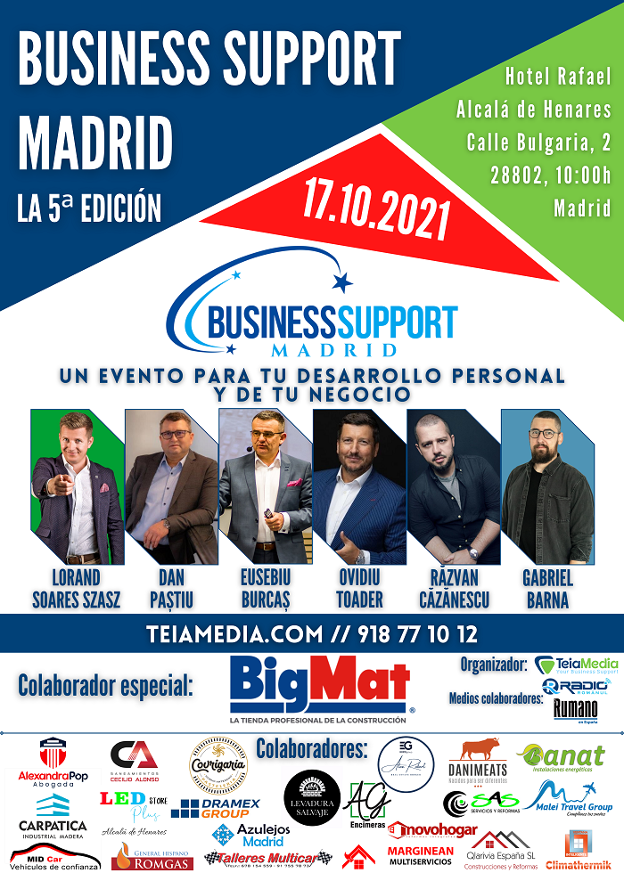 EVENTO 17 Octubre 2021 10-00h BUSINESS SUPPORT MADRID - LA 5ª EDICIÓN - cartel colaboradores