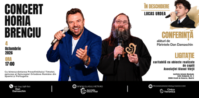 Madrid Concert caritabil cu Horia Brenciu și conferință cu Părintele Dan Damaschin-banner online