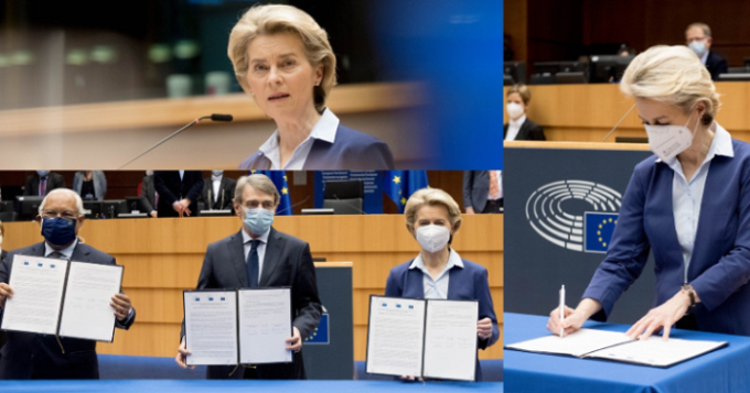 VIDEO Declaraţia comună asupra Conferinţei privind viitorul Europei semnată de liderii principalelor instituţii UE