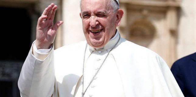 Pope Francis gestures after holding his weekly audience at Saint Peter’s Square at the Vatican
